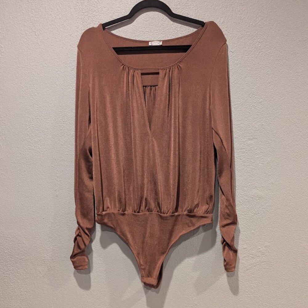 FREE PEOPLE * Kaya Keyhole Orange Bodysuit * Size Large - Picture 3 of 6